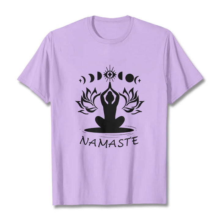 Buddha Stones Casual Meditative Figure Lotus Moon Eye Pattern Tee T-shirt - Plum - 2XL - image 17