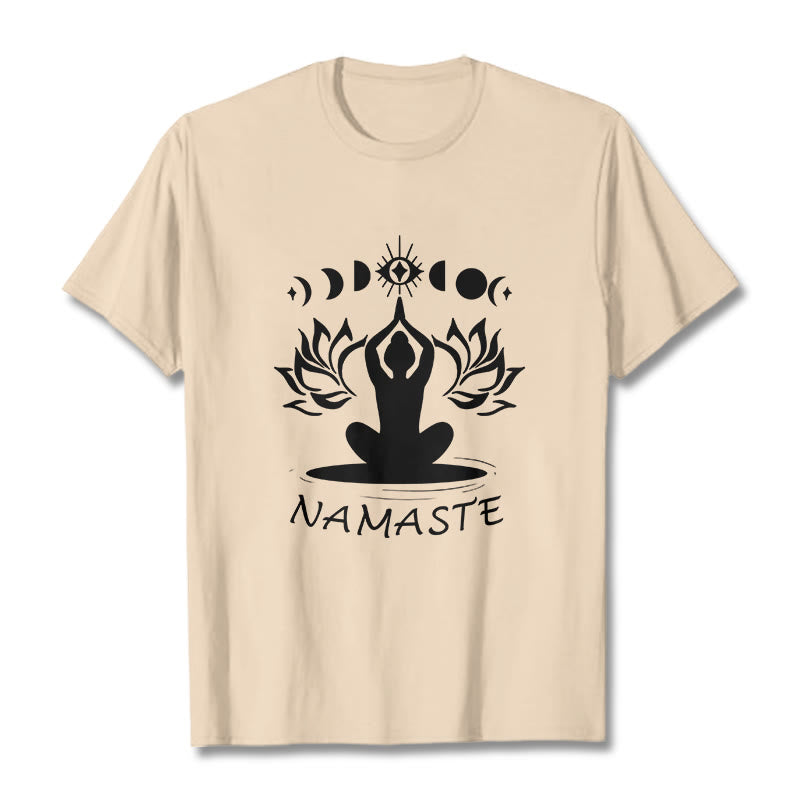 Buddha Stones Casual Meditative Figure Lotus Moon Eye Pattern Tee T-shirt - Bisque - 2XL - image 9