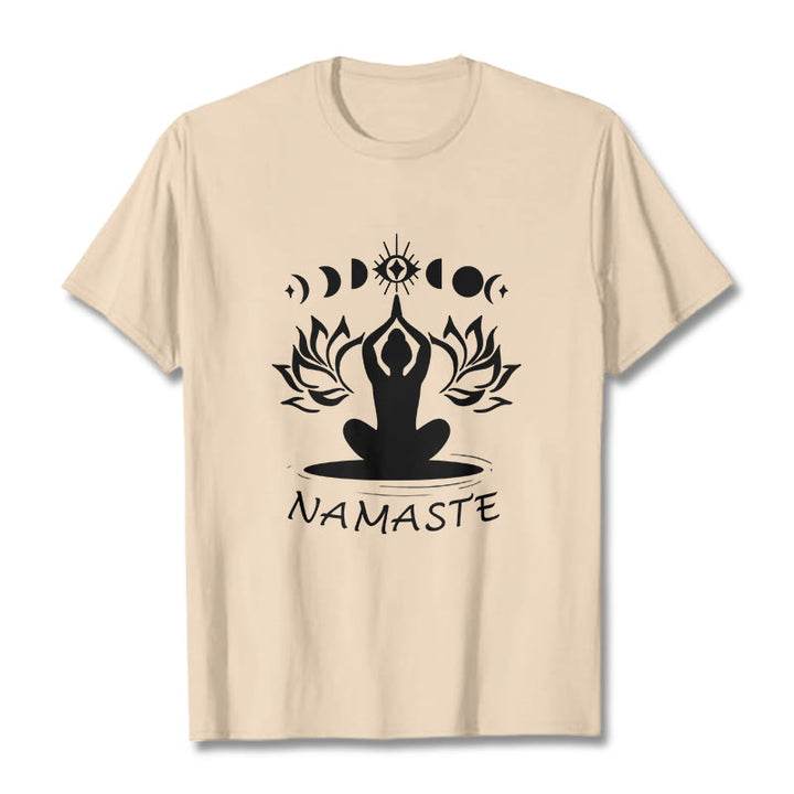 Buddha Stones Casual Meditative Figure Lotus Moon Eye Pattern Tee T-shirt - Bisque - 2XL - image 9