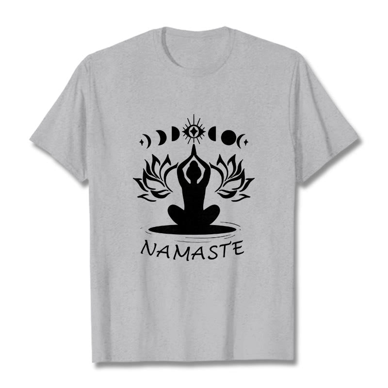 Buddha Stones Casual Meditative Figure Lotus Moon Eye Pattern Tee T-shirt - LightGrey - 2XL - image 19