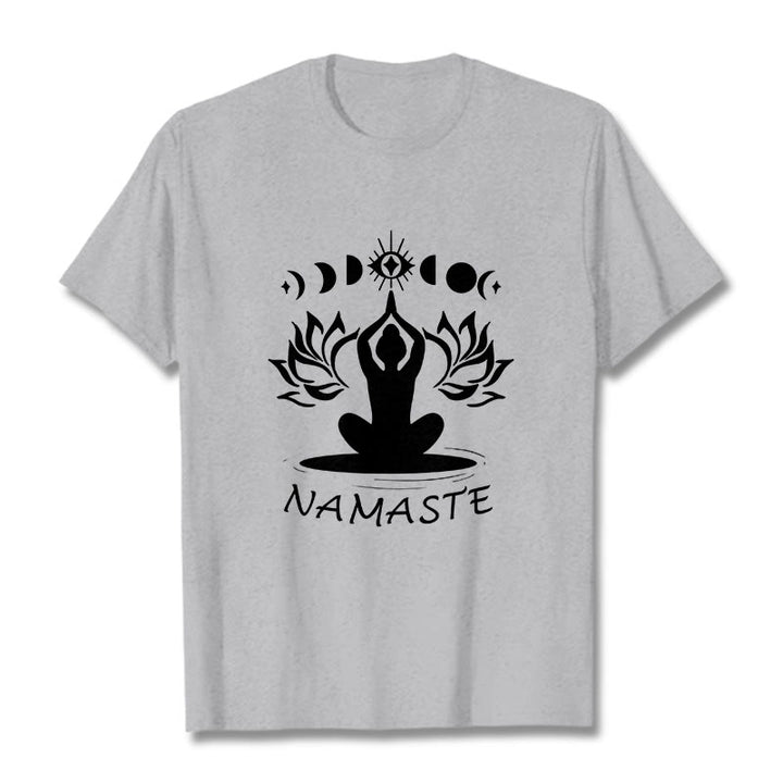 Buddha Stones Casual Meditative Figure Lotus Moon Eye Pattern Tee T-shirt - LightGrey - 2XL - image 19