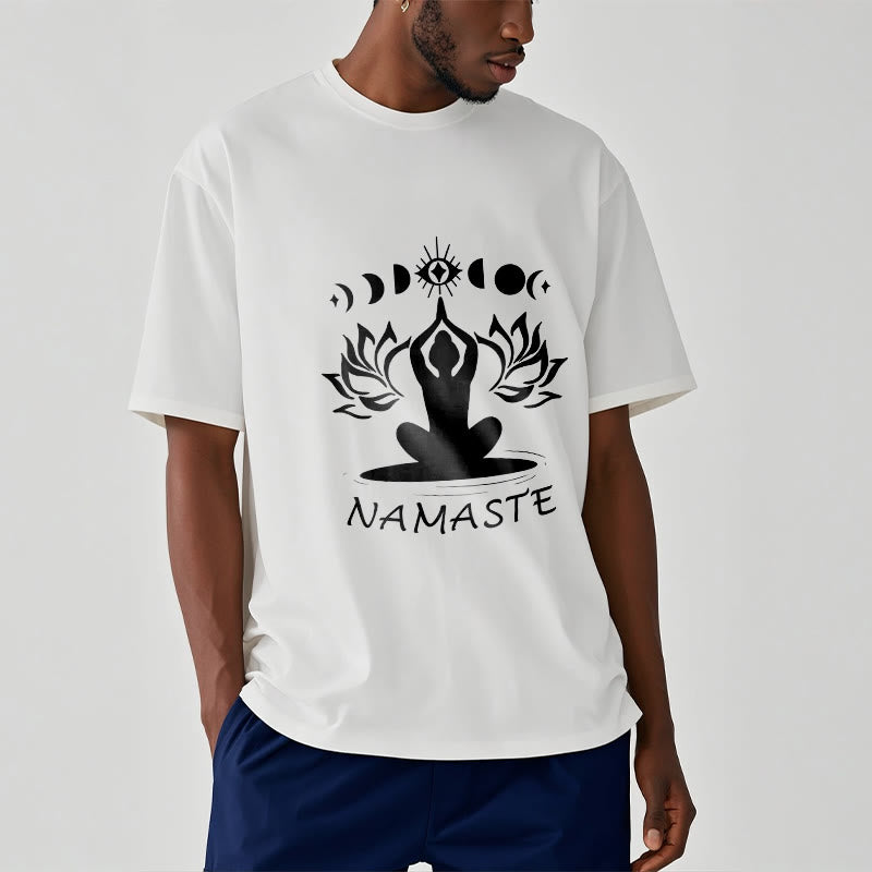 Buddha Stones Casual Meditative Figure Lotus Moon Eye Pattern Tee T-shirt - image 7