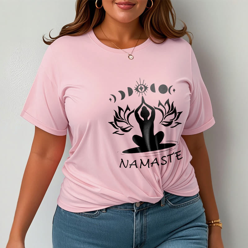 Buddha Stones Casual Meditative Figure Lotus Moon Eye Pattern Tee T-shirt - image 14