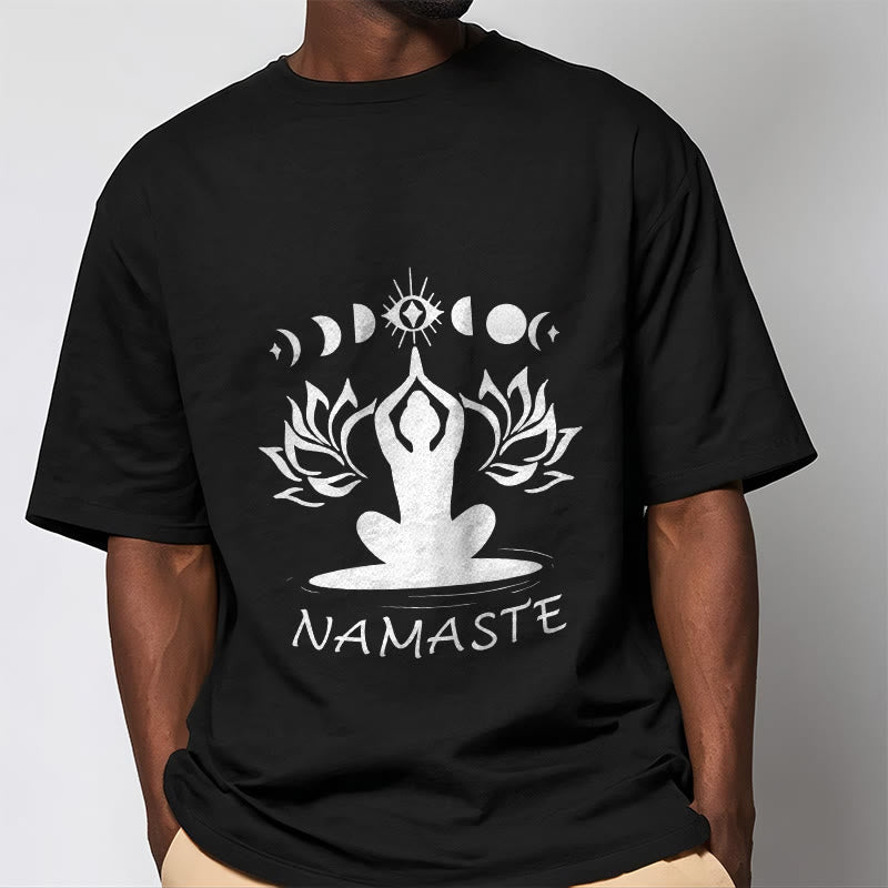 Buddha Stones Casual Meditative Figure Lotus Moon Eye Pattern Tee T-shirt - image 3