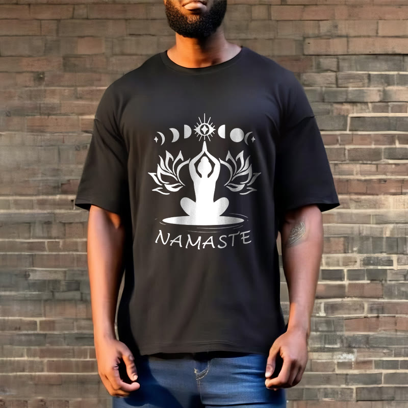 Buddha Stones Casual Meditative Figure Lotus Moon Eye Pattern Tee T-shirt - image 4