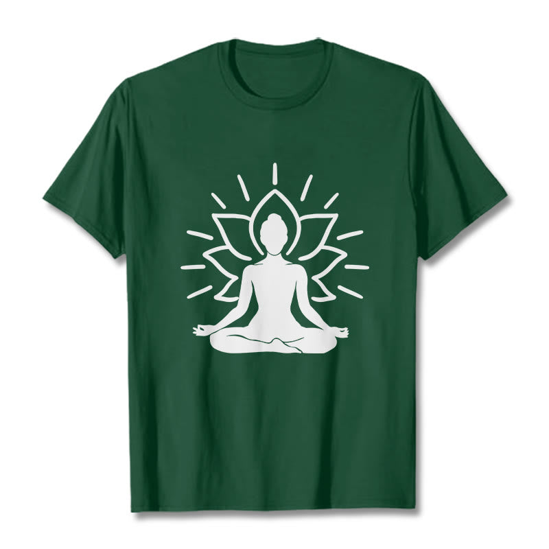 Buddha Stones Casual Meditative Figure Lotus Pattern Tee T-shirt - ForestGreen - 2XL - image 0
