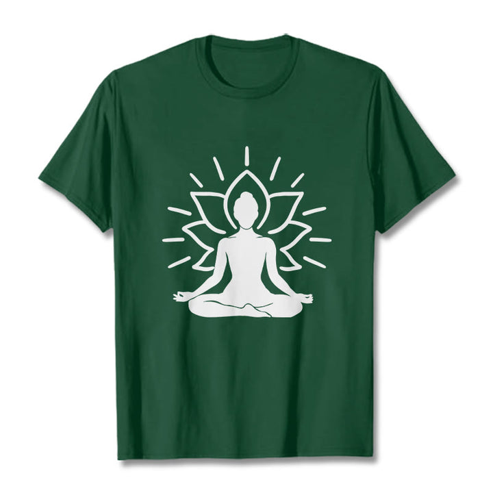 Buddha Stones Casual Meditative Figure Lotus Pattern Tee T-shirt - ForestGreen - 2XL - image 0