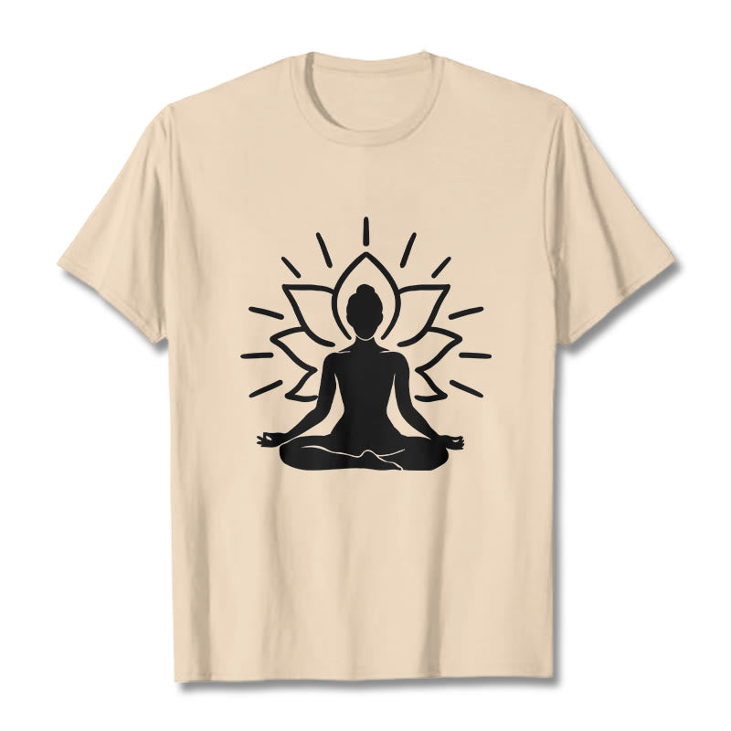 Buddha Stones Casual Meditative Figure Lotus Pattern Tee T-shirt - Bisque - 2XL - image 10