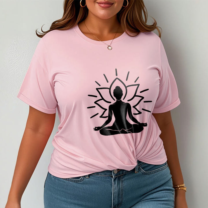 Buddha Stones Casual Meditative Figure Lotus Pattern Tee T-shirt - image 13