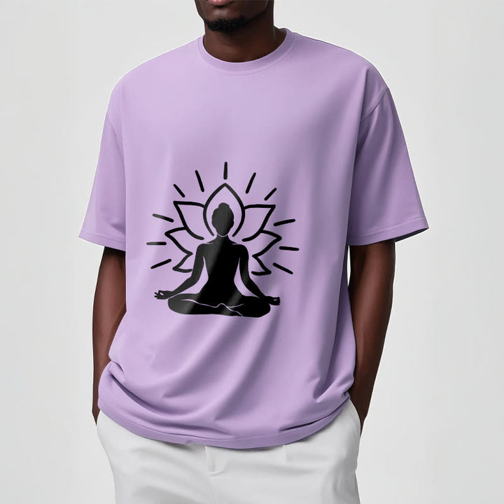 Buddha Stones Casual Meditative Figure Lotus Pattern Tee T-shirt - image 17