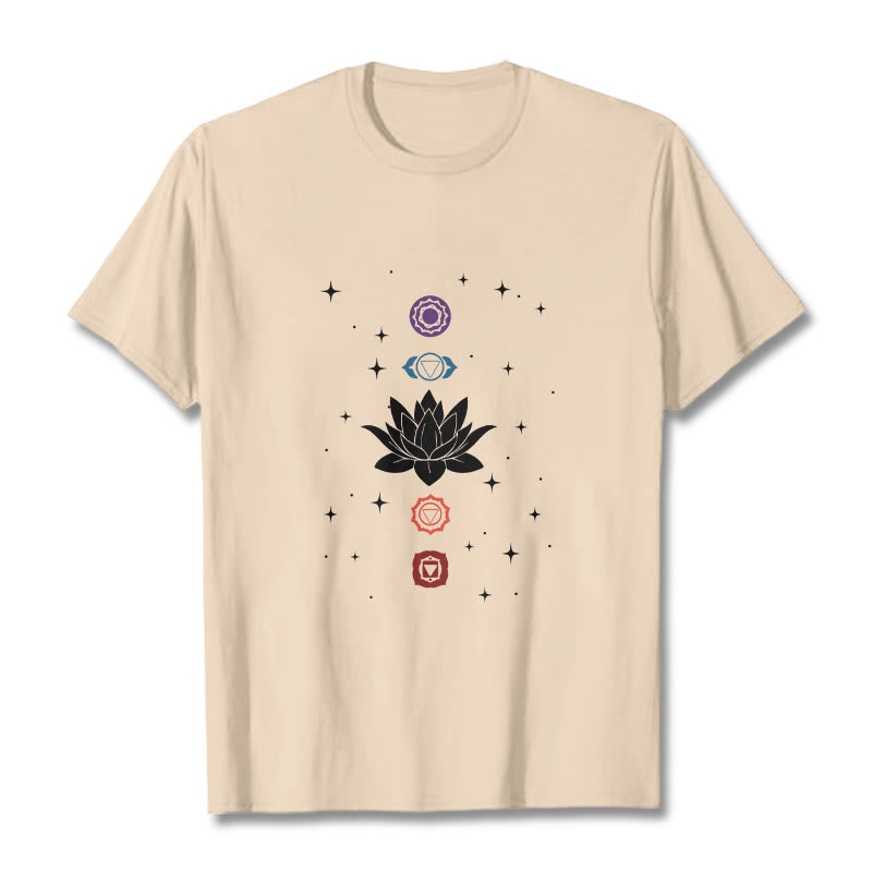 Buddha Stones Casual Lotus Flower Chakras Pattern Tee T-Shirt - Bisque - 2XL - image 8