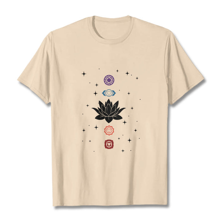 Buddha Stones Casual Lotus Flower Chakras Pattern Tee T-Shirt - Bisque - 2XL - image 8