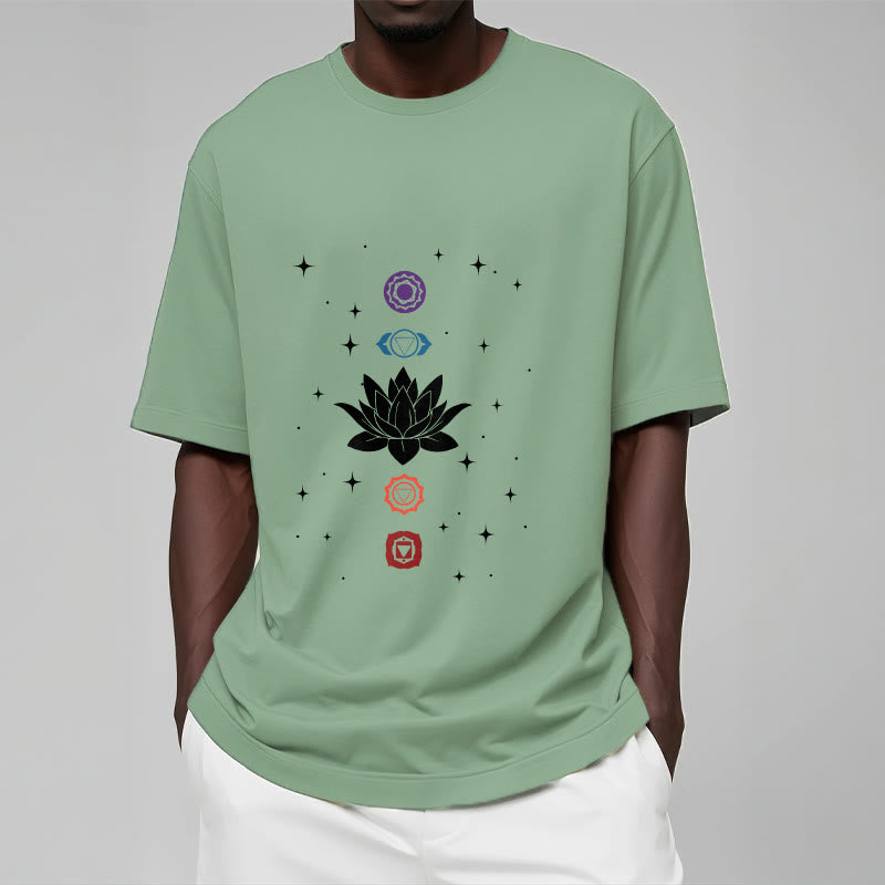 Buddha Stones Casual Lotus Flower Chakras Pattern Tee T-Shirt - image 15
