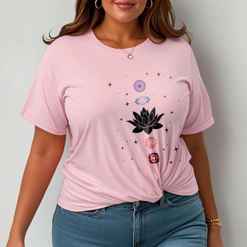 Buddha Stones Casual Lotus Flower Chakras Pattern Tee T-Shirt - image 13