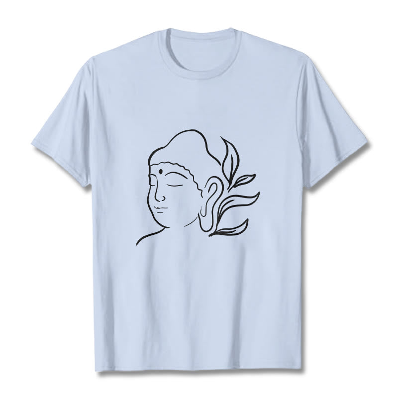 Buddha Stones Casual Buddha Face Pattern Tee T-shirt - LightCyan - 2XL - image 18