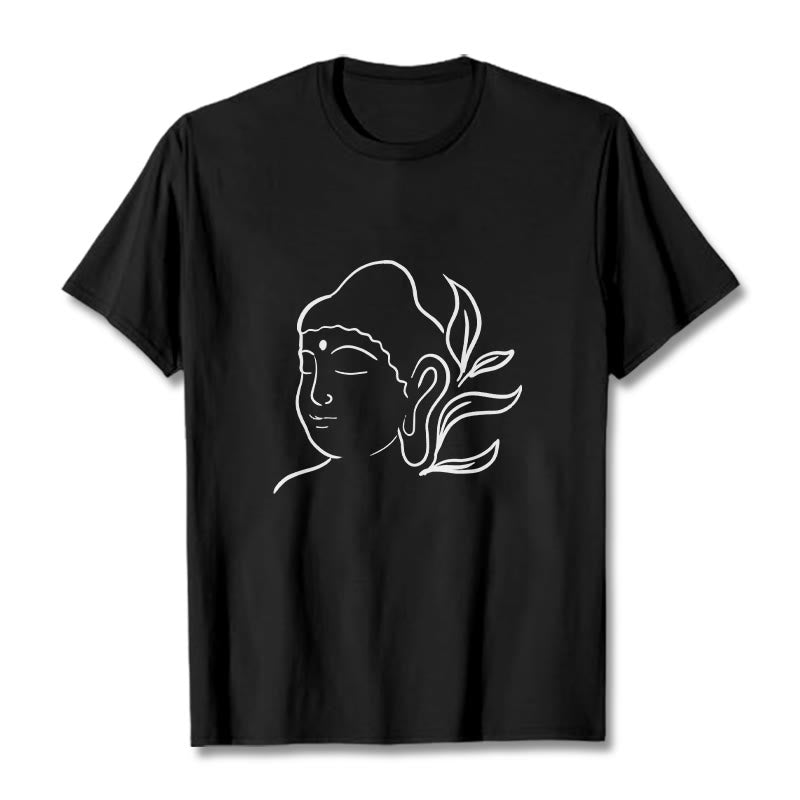 Buddha Stones Casual Buddha Face Pattern Tee T-shirt - Black - 2XL - image 0