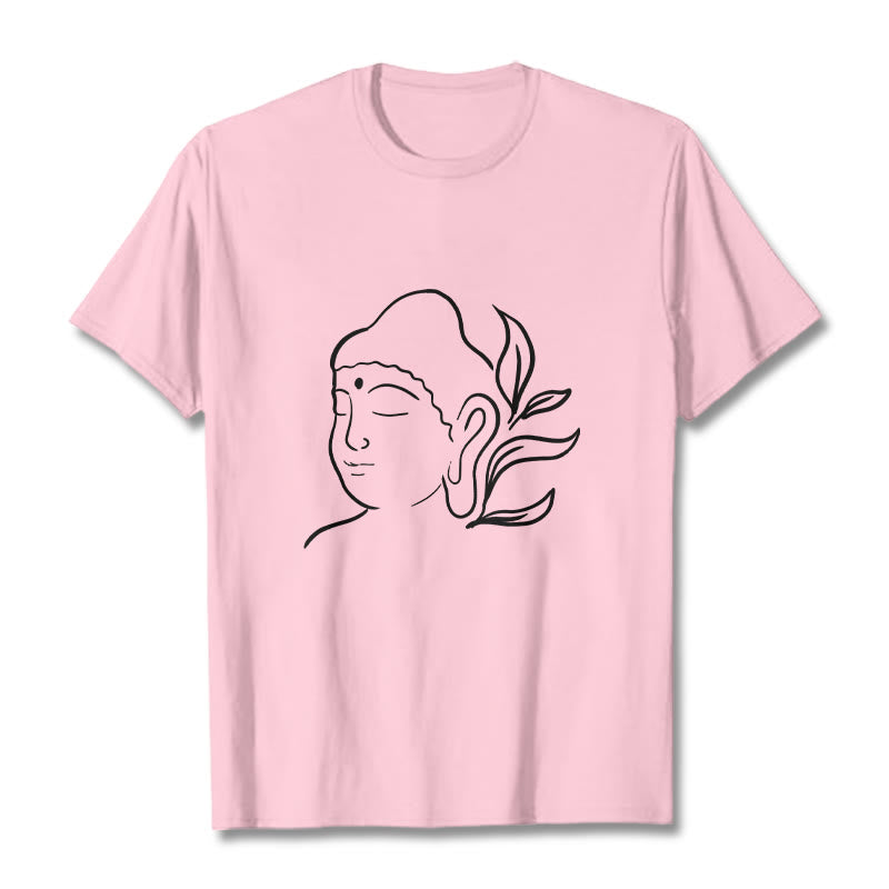 Buddha Stones Casual Buddha Face Pattern Tee T-shirt - LightPink - 2XL - image 12