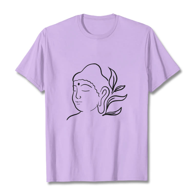 Buddha Stones Casual Buddha Face Pattern Tee T-shirt - Plum - 2XL - image 16