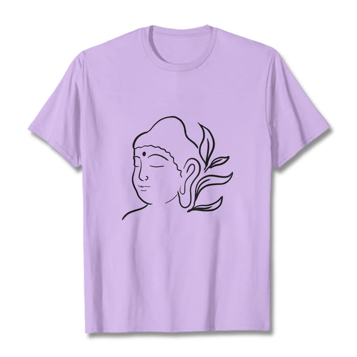 Buddha Stones Casual Buddha Face Pattern Tee T-shirt - Plum - 2XL - image 16