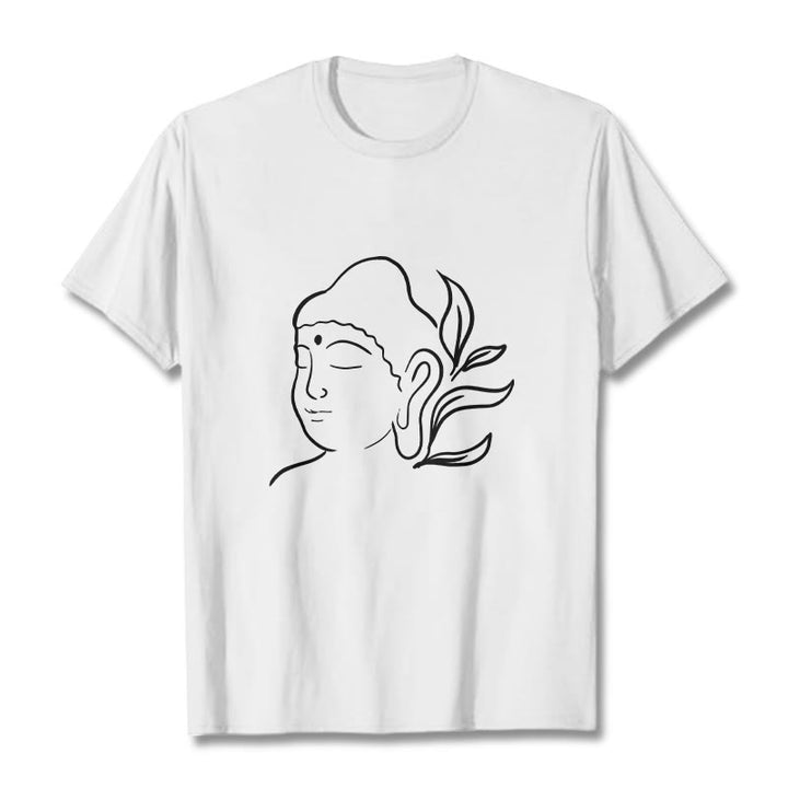Buddha Stones Casual Buddha Face Pattern Tee T-shirt - White - 2XL - image 5