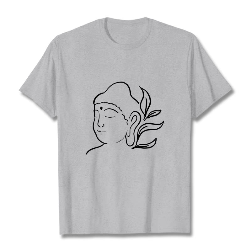 Buddha Stones Casual Buddha Face Pattern Tee T-shirt - LightGrey - 2XL - image 19