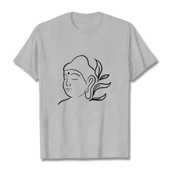 Buddha Stones Casual Buddha Face Pattern Tee T-shirt - LightGrey - 2XL - image 19