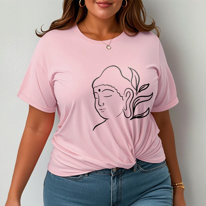 Buddha Stones Casual Buddha Face Pattern Tee T-shirt - image 13