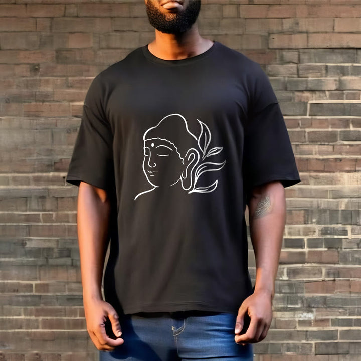 Buddha Stones Casual Buddha Face Pattern Tee T-shirt - image 2