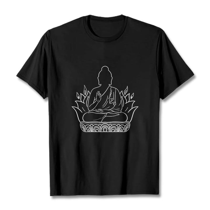 Buddha Stones Casual Meditation Buddha Pattern Tee T-shirt - Black - 2XL - image 3