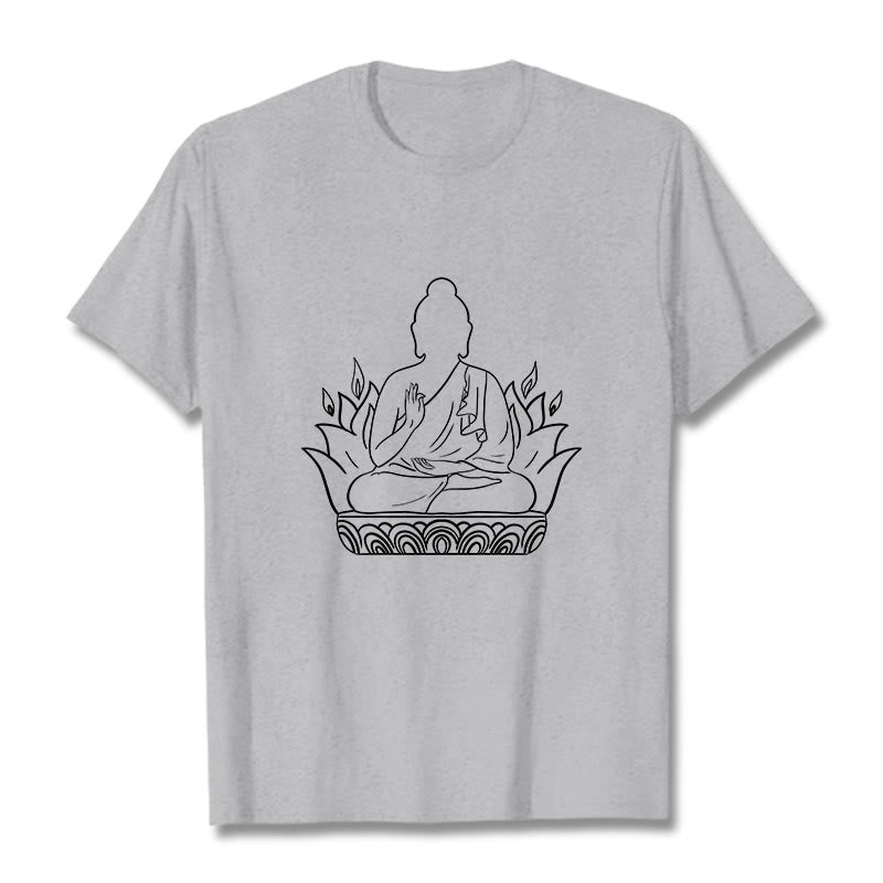 Buddha Stones Casual Meditation Buddha Pattern Tee T-shirt - LightGrey - 2XL - image 19