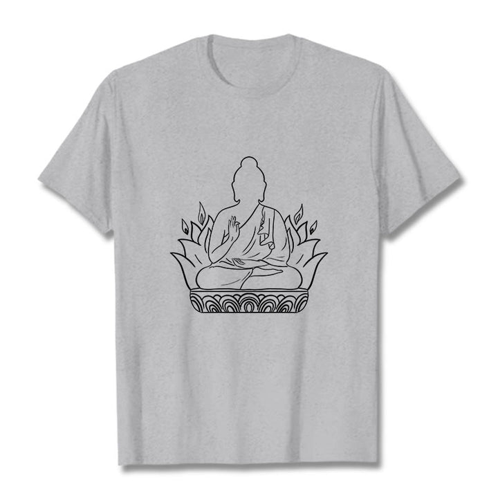 Buddha Stones Casual Meditation Buddha Pattern Tee T-shirt - LightGrey - 2XL - image 19