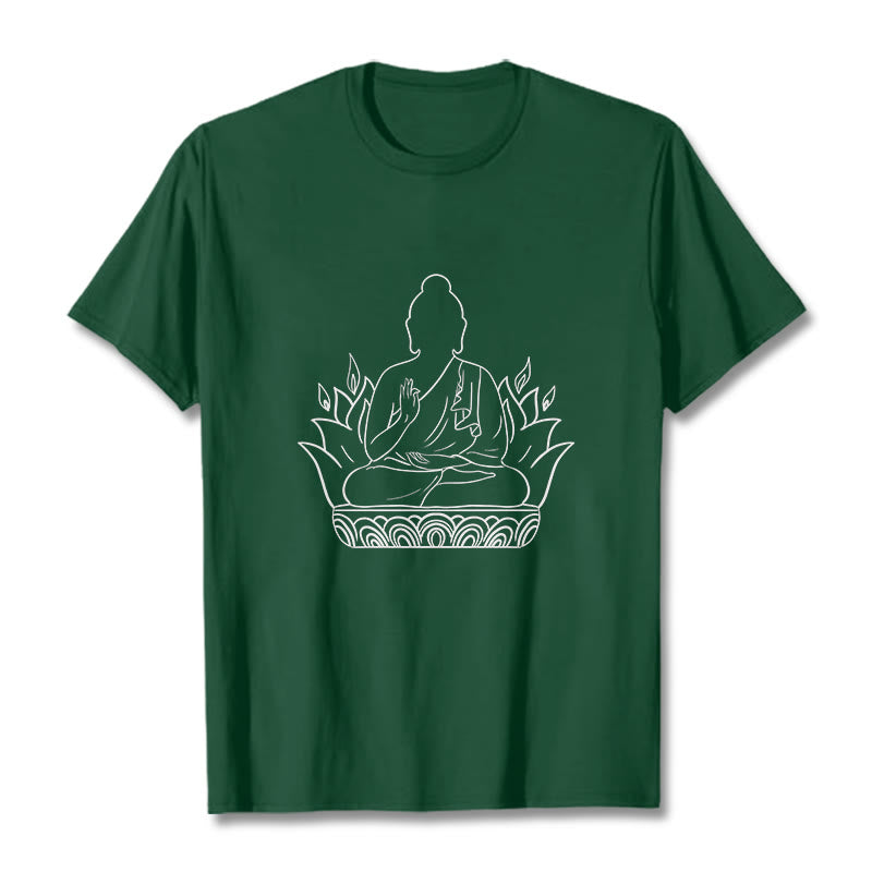Buddha Stones Casual Meditation Buddha Pattern Tee T-shirt - ForestGreen - 2XL - image 10
