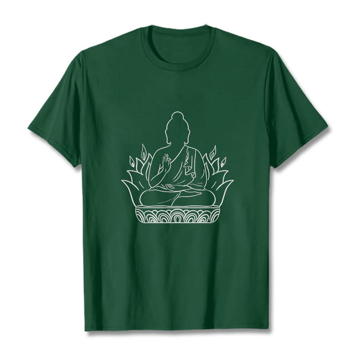 Buddha Stones Casual Meditation Buddha Pattern Tee T-shirt - ForestGreen - 2XL - image 10