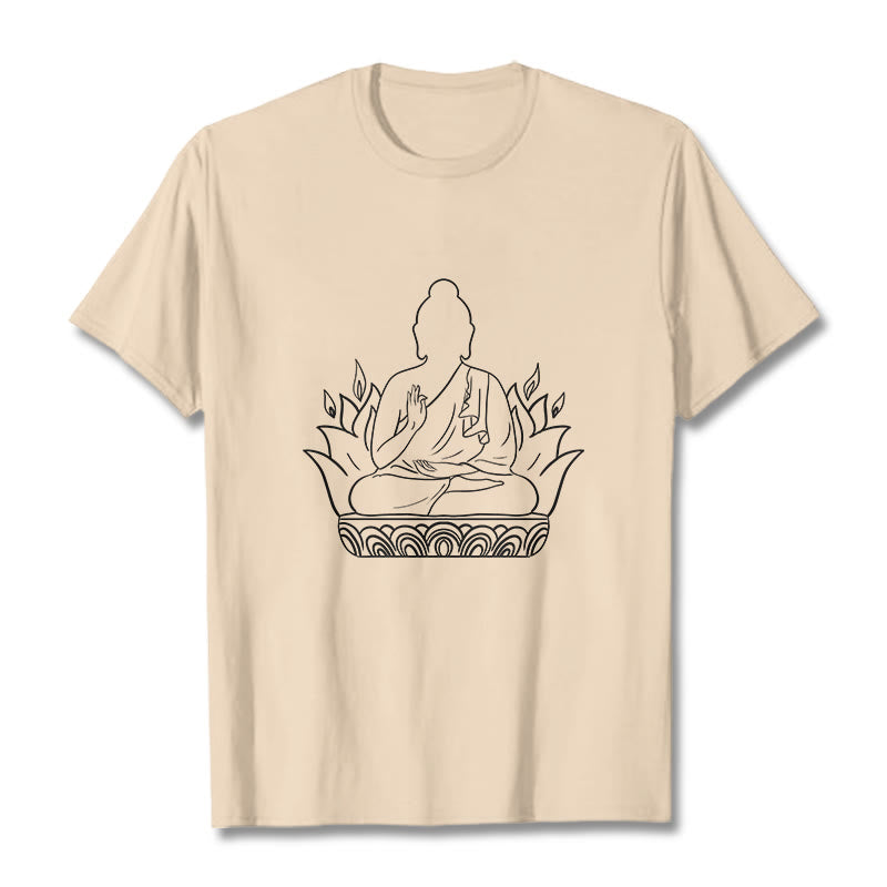 Buddha Stones Casual Meditation Buddha Pattern Tee T-shirt - Bisque - 2XL - image 0