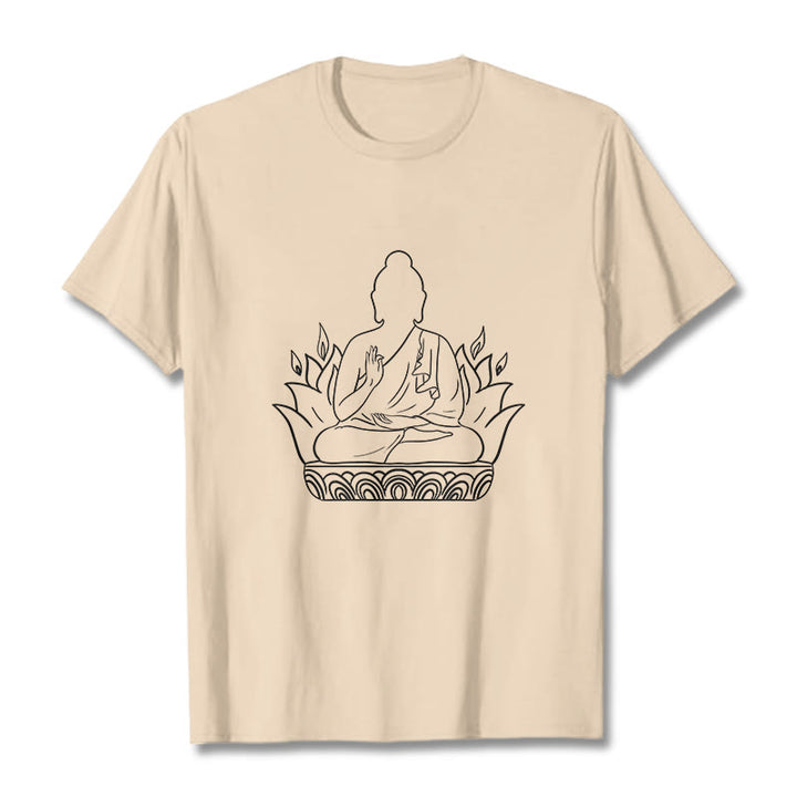 Buddha Stones Casual Meditation Buddha Pattern Tee T-shirt - Bisque - 2XL - image 0