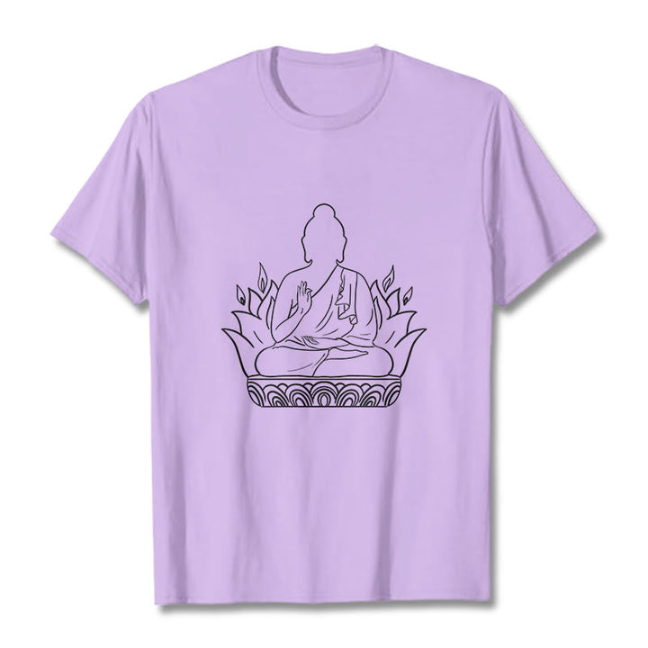 Buddha Stones Casual Meditation Buddha Pattern Tee T-shirt - Plum - 2XL - image 16