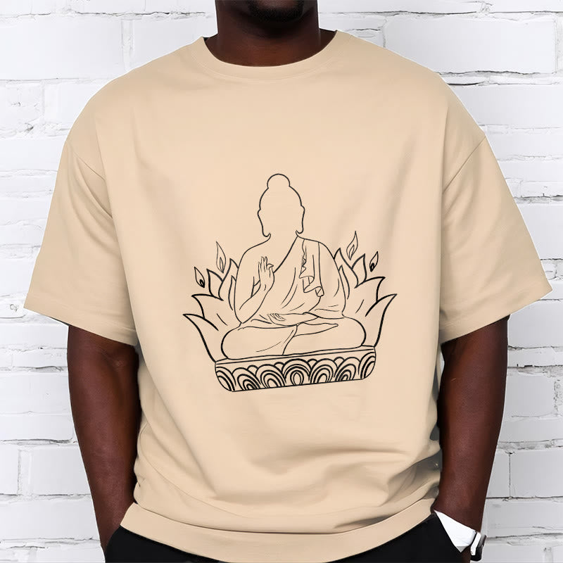 Buddha Stones Casual Meditation Buddha Pattern Tee T-shirt - image 1