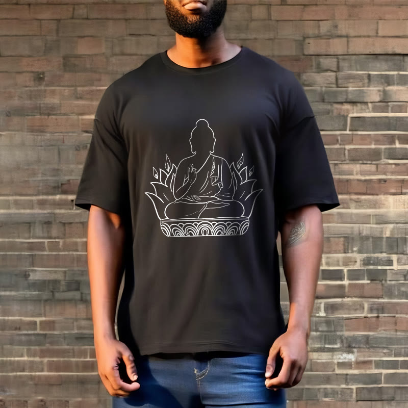 Buddha Stones Casual Meditation Buddha Pattern Tee T-shirt - image 5