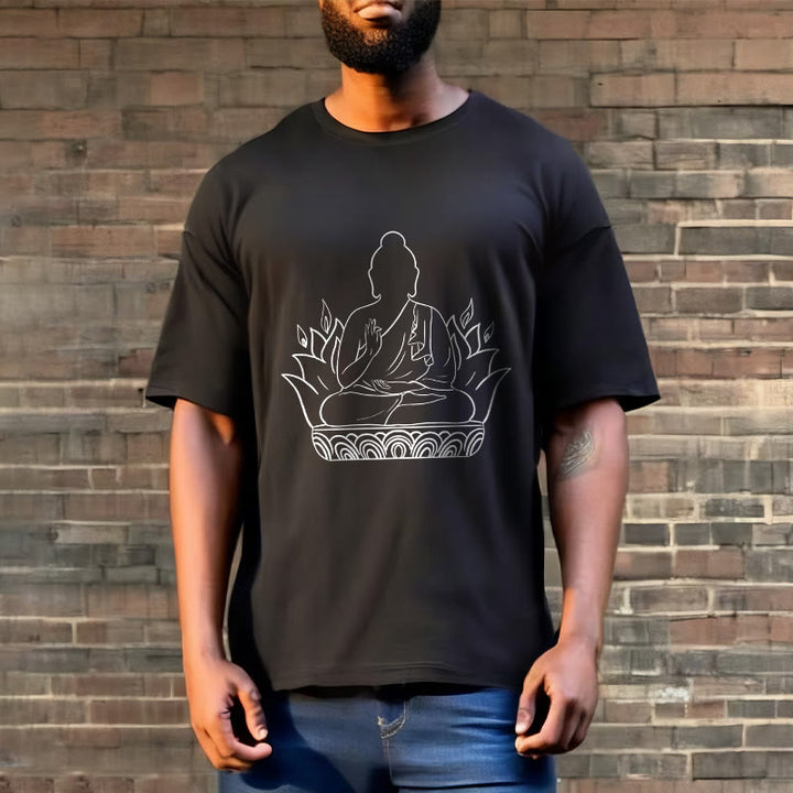 Buddha Stones Casual Meditation Buddha Pattern Tee T-shirt - image 5
