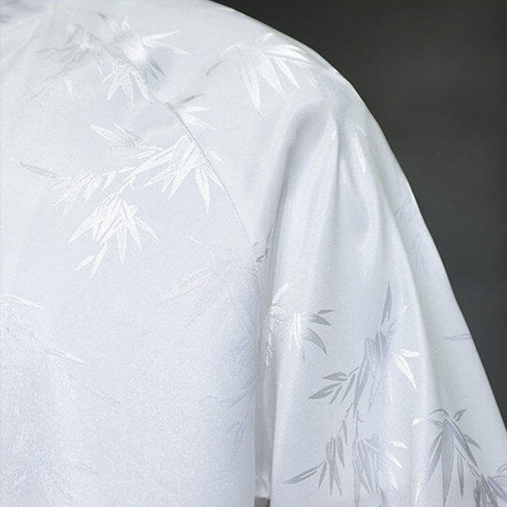 Buddha Stones Jacquard Bamboo Three Quarter Sleeve Frog-Button Tang Suit Men's Cotton Shirt - image 16