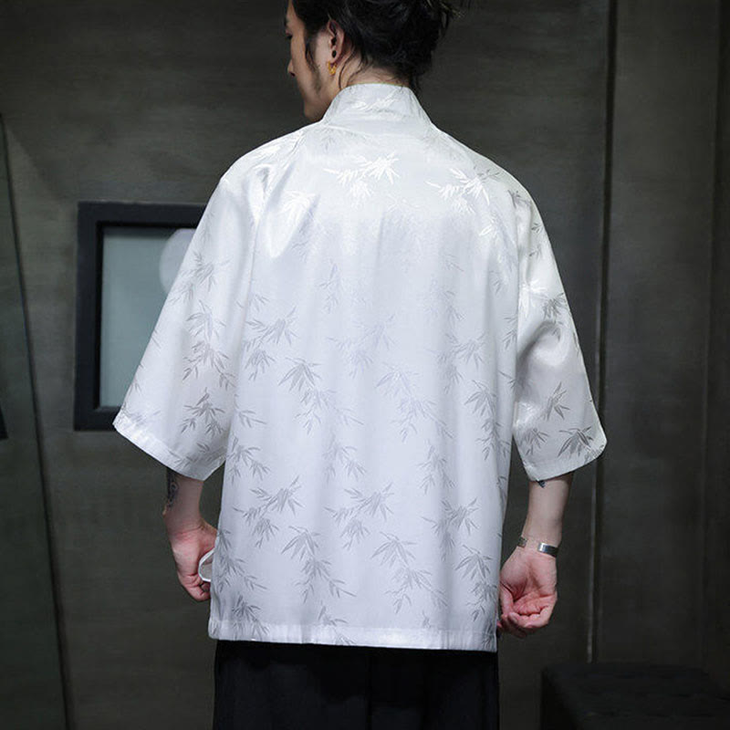 Buddha Stones Jacquard Bamboo Three Quarter Sleeve Frog-Button Tang Suit Men's Cotton Shirt - image 10