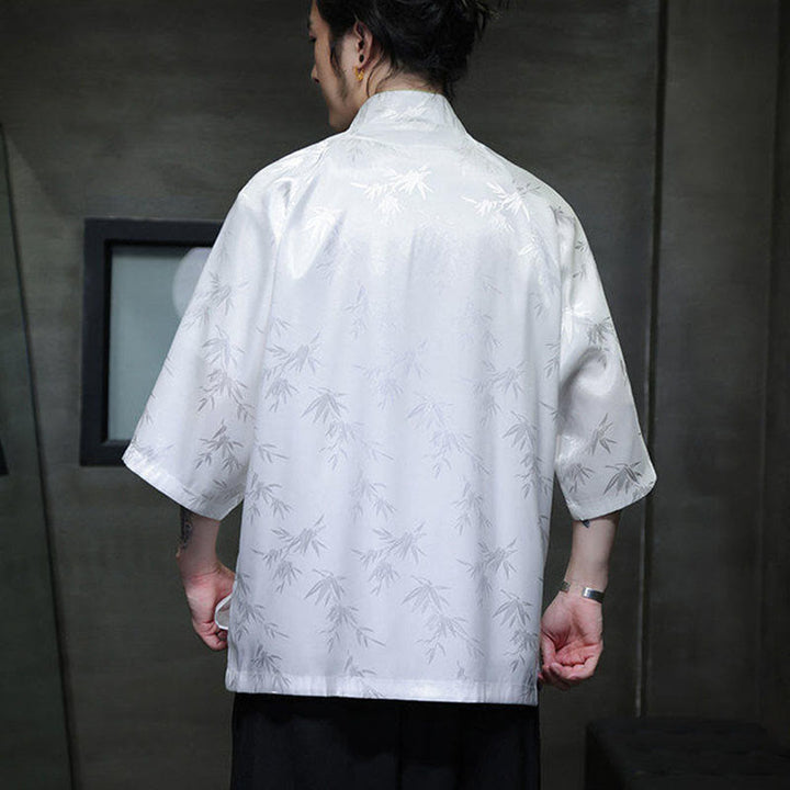 Buddha Stones Jacquard Bamboo Three Quarter Sleeve Frog-Button Tang Suit Men's Cotton Shirt - image 10
