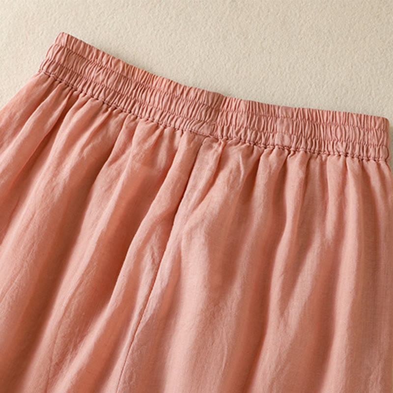 Buddha Stones Commute Embroidery Drawstring Women's Cotton Wide Leg Pants With Pockets - image 22