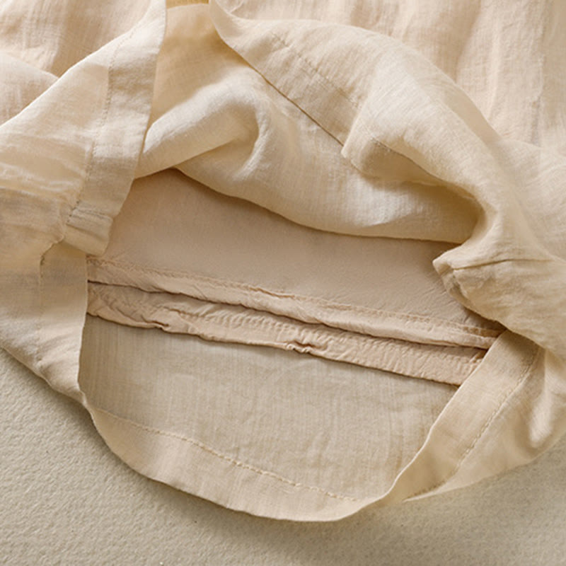 Buddha Stones Commute Embroidery Drawstring Women's Cotton Wide Leg Pants With Pockets - image 15