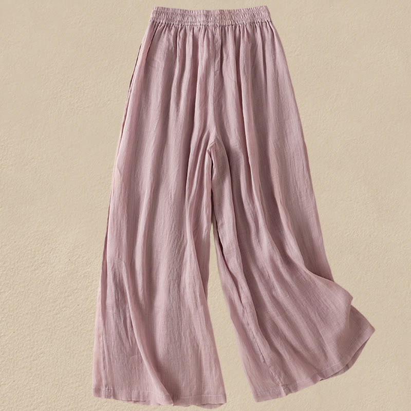 Buddha Stones Commute Embroidery Drawstring Women's Cotton Wide Leg Pants With Pockets - image 33