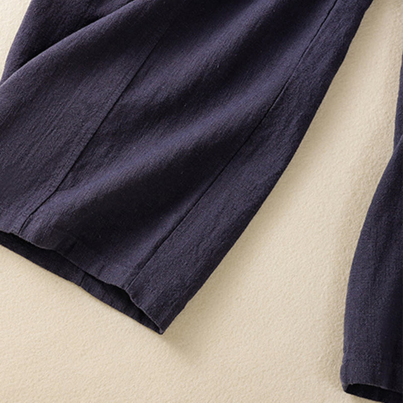 Buddha Stones Plain Simple Design High Waist Women's Cotton Linen Harem Pants With Pockets - image 24