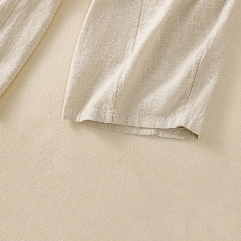 Buddha Stones Plain Simple Design High Waist Women's Cotton Linen Harem Pants With Pockets - image 9