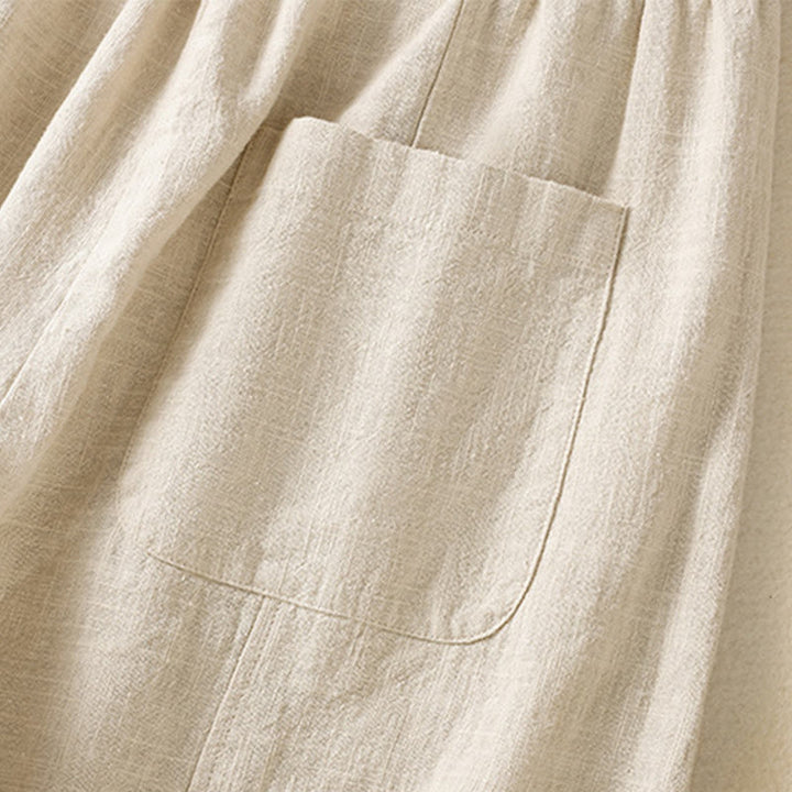 Buddha Stones Plain Simple Design High Waist Women's Cotton Linen Harem Pants With Pockets - image 8