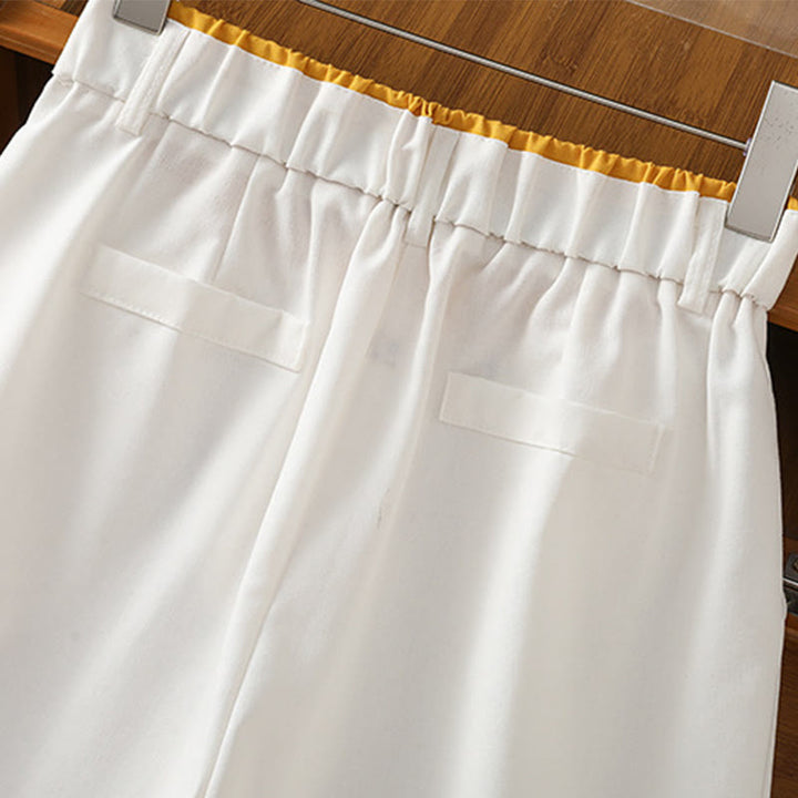 Buddha Stones Casual Hollow Lace Waistband Design Women's Cotton Linen Wide Leg Pants With Pockets - image 31