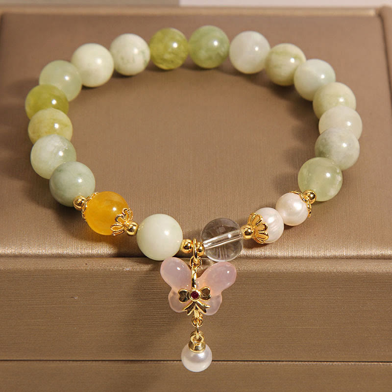 Buddha Stones Natural Butterfly Serpentine Jade Yanyuan Agate Luck Bracelet - image 3